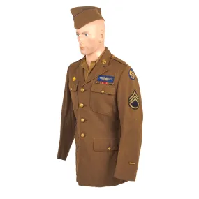 Original U.S. WWII Named Class-A Uniform Set With Cap for 8th Army Air Force Aerial Gunner Staff Sergeant George W. Thomas of the 446th Bombardment Group - With Binder of Information