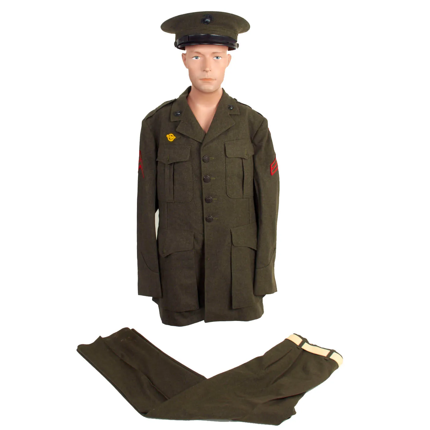 Original U.S. WWII US Marine Corps and Navy Uniform Lot Featuring III Amphibious Corps Uniforms and Navy Cruise Banners, USS Pillsbury Sunk in 1942 With No Survivors