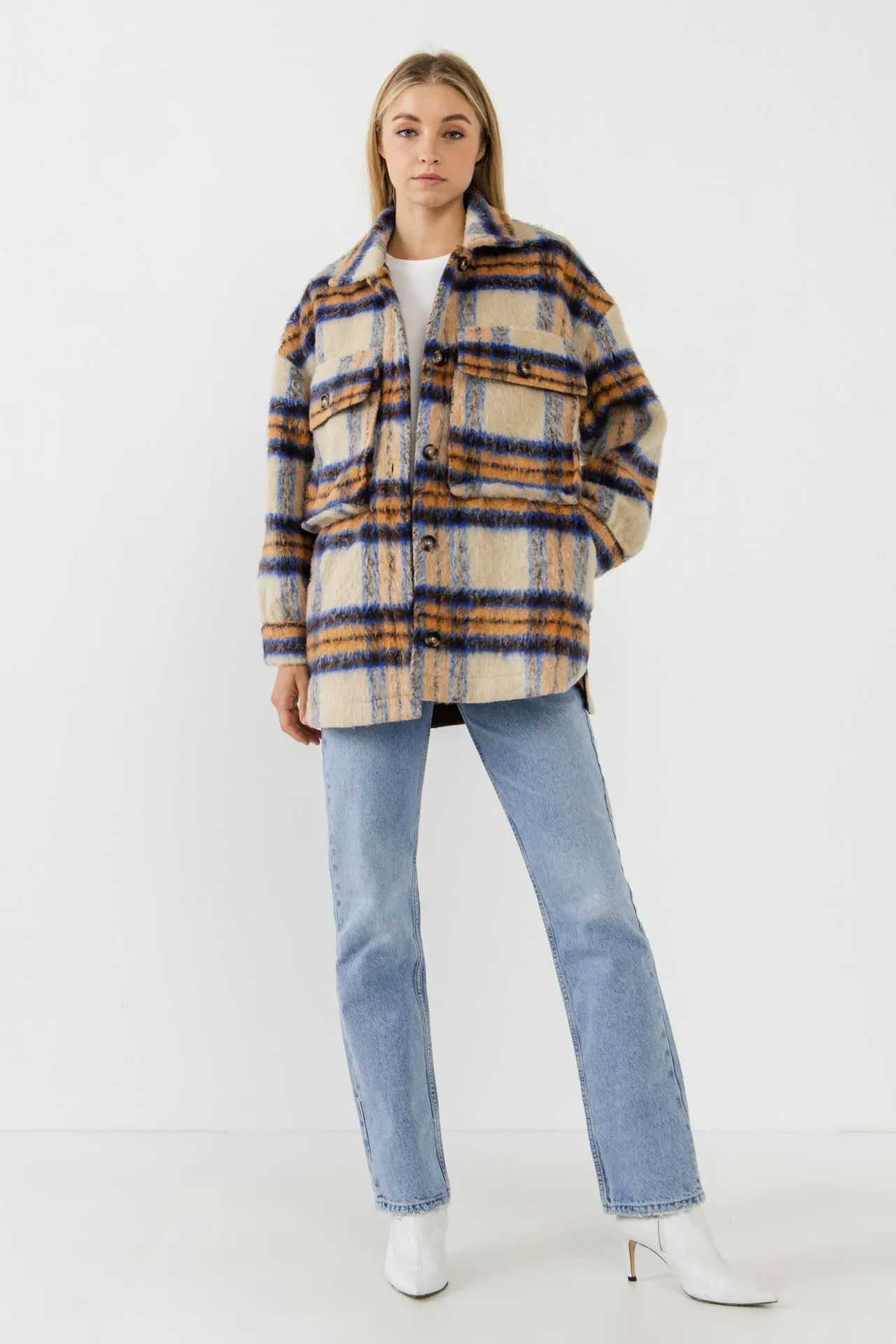 Oversized Plaid Shacket with Pockets