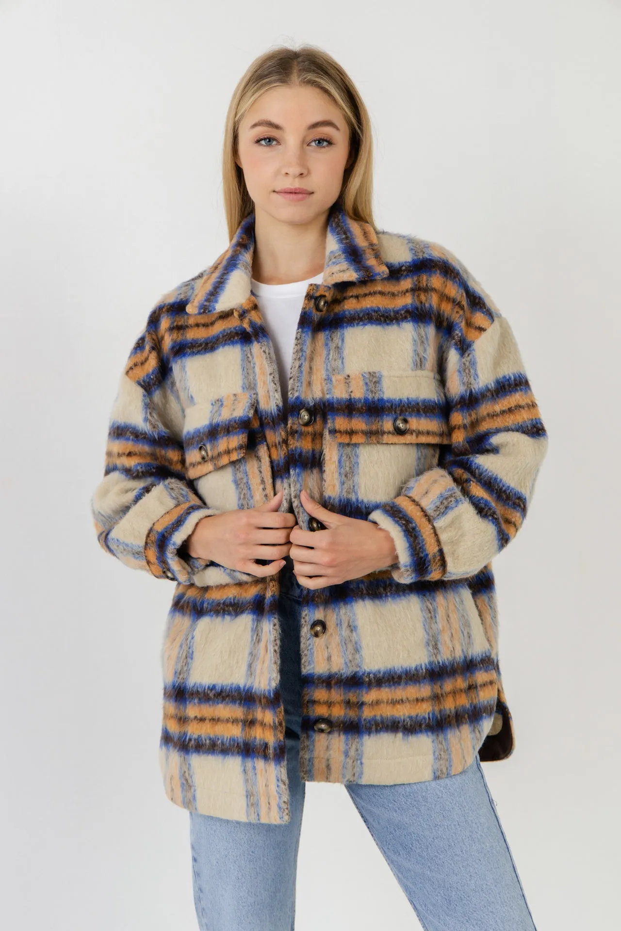 Oversized Plaid Shacket with Pockets