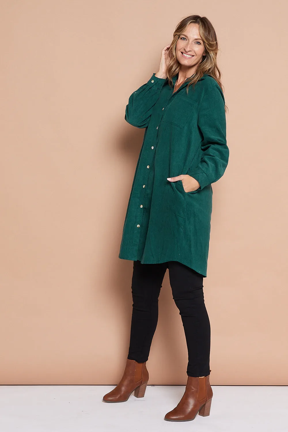 Parvati Corduroy Overshirt - Dark Green