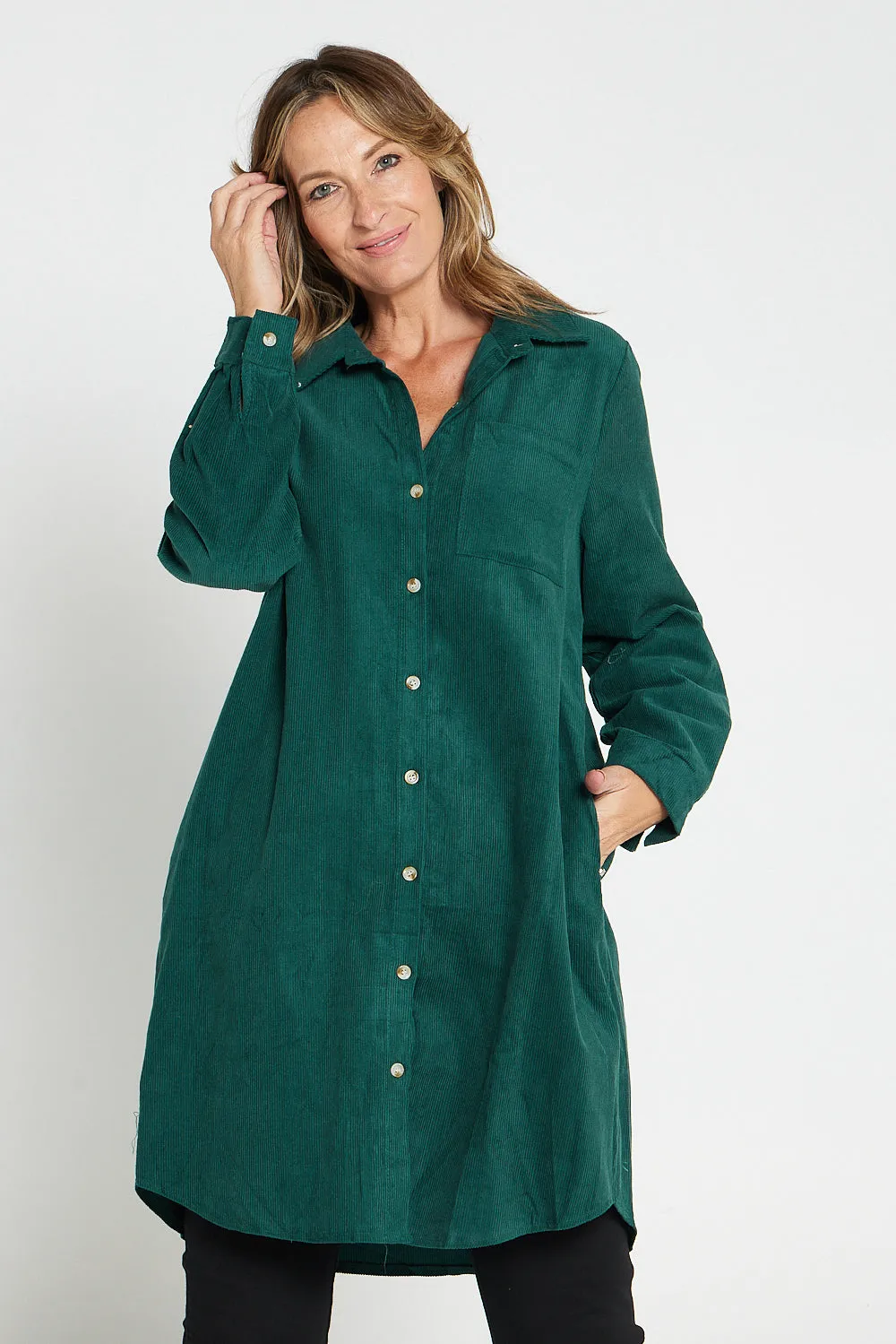 Parvati Corduroy Overshirt - Dark Green