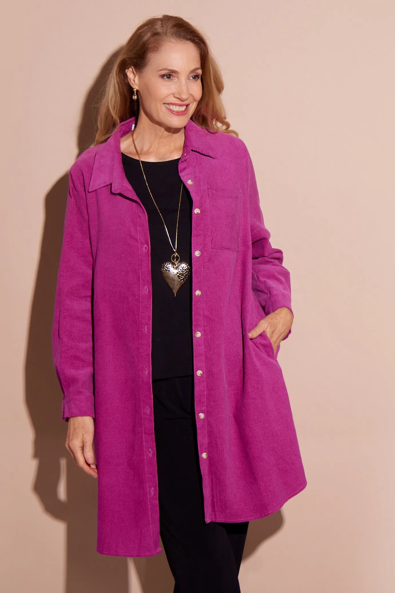 Parvati Corduroy Overshirt - Magenta