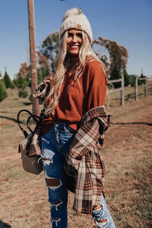 Peppermint Kisses Flannel Tunic Dress in Brown