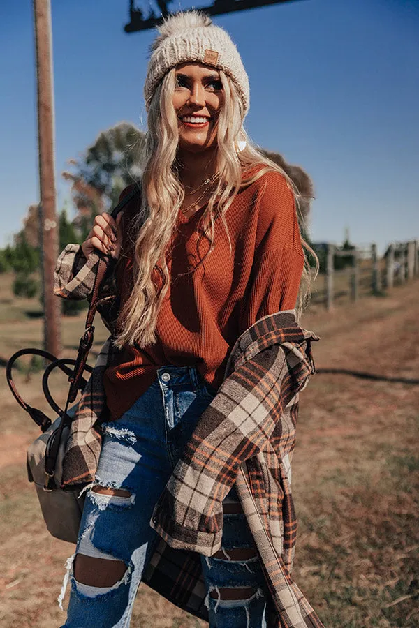 Peppermint Kisses Flannel Tunic Dress in Brown