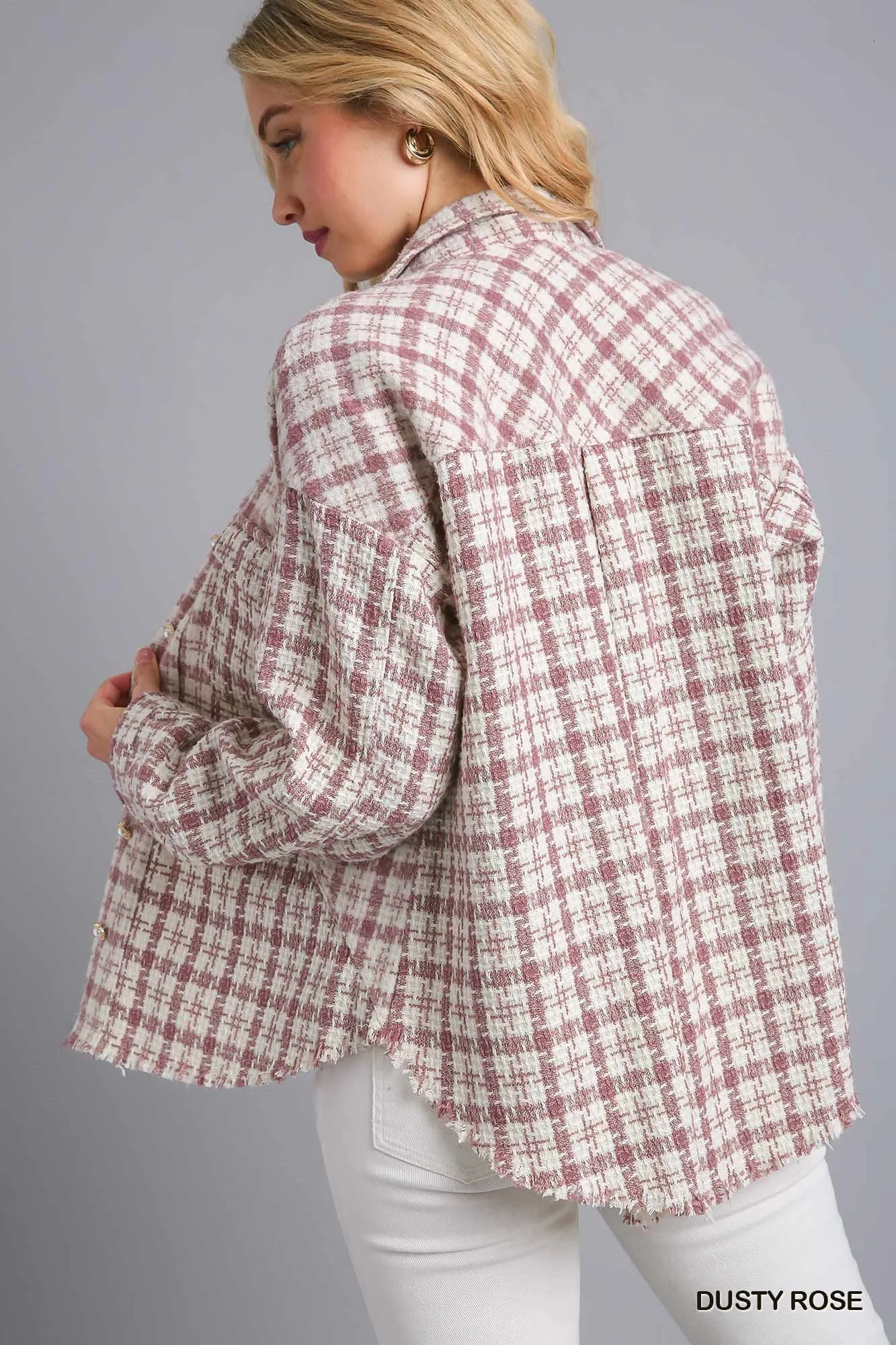 Plaid Obsession Mauve Tweed Shacket