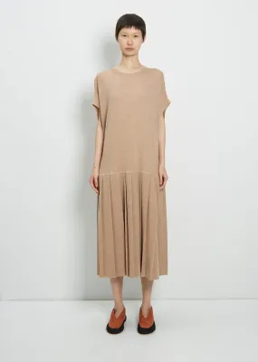 Pleat Wool Shift Dress