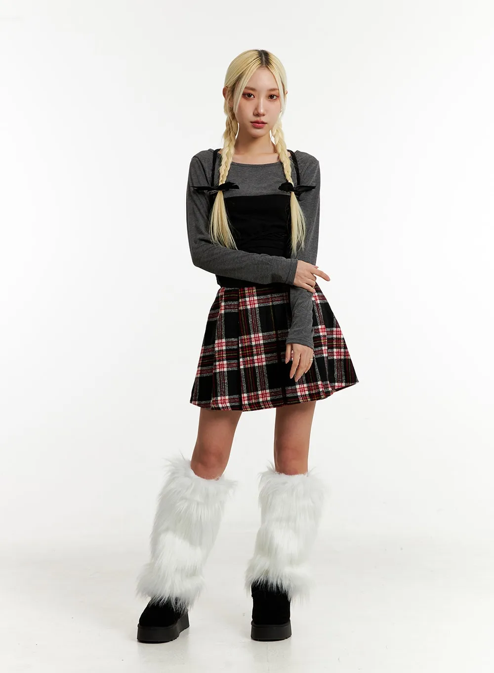 Pleated Check Mini Skirt ID315