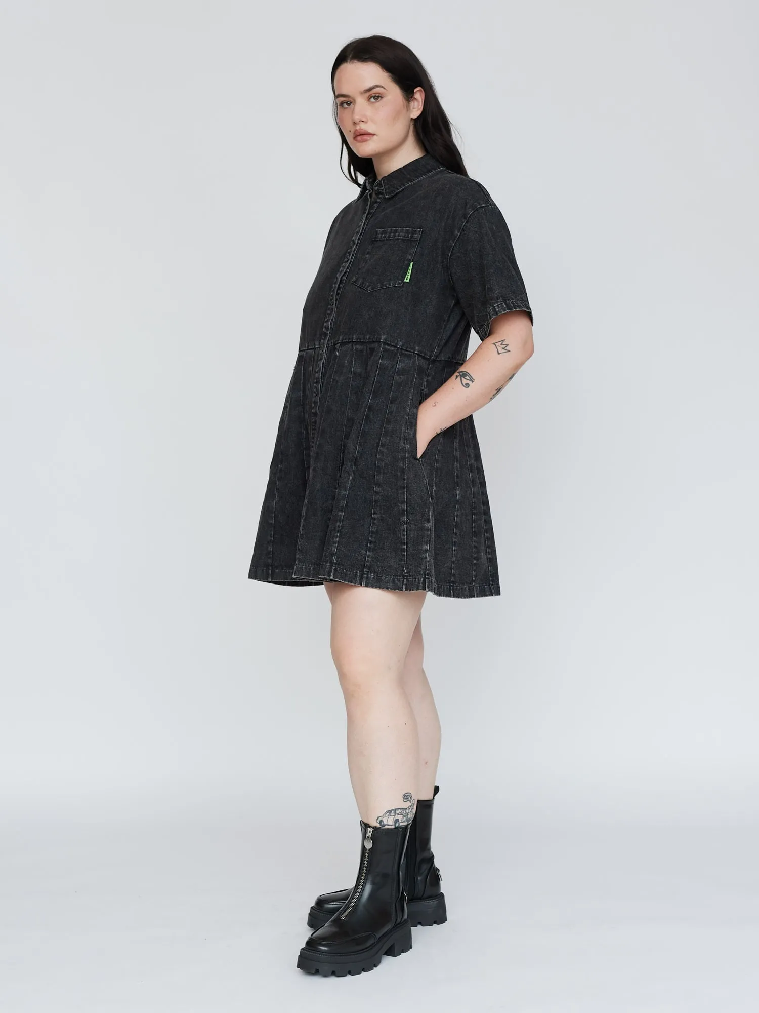 Pleated Shirt Dress