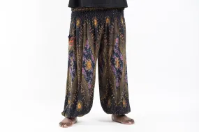 Plus Size Peacock Eye Unisex Harem Pants in Black