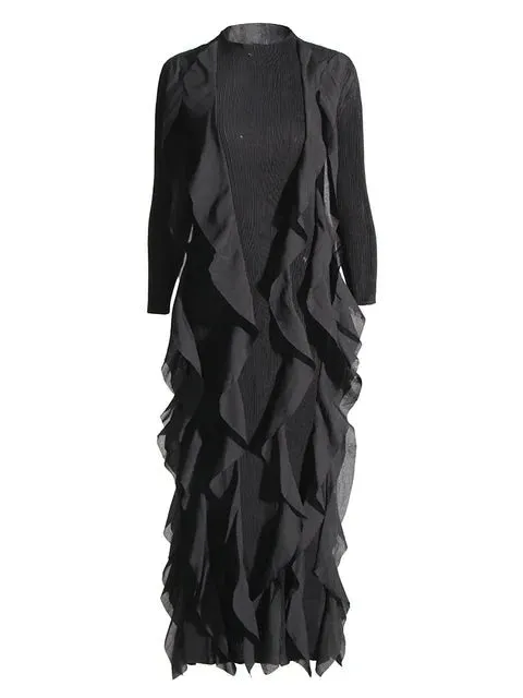 Pre Order:  Cascading Ruffles Long Sleeves Dress