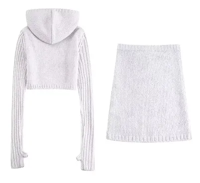 Pre Order:  Hooded Sweater Mini Skirt Set