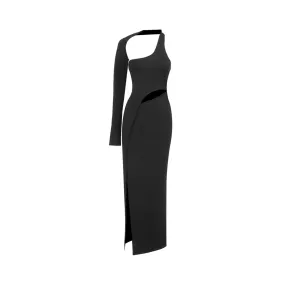 Pre Order:  Sexy Single Sleeve Halter Dress