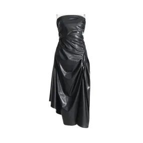 Pre Order:  Strapless Ruched Faux Leather Dress