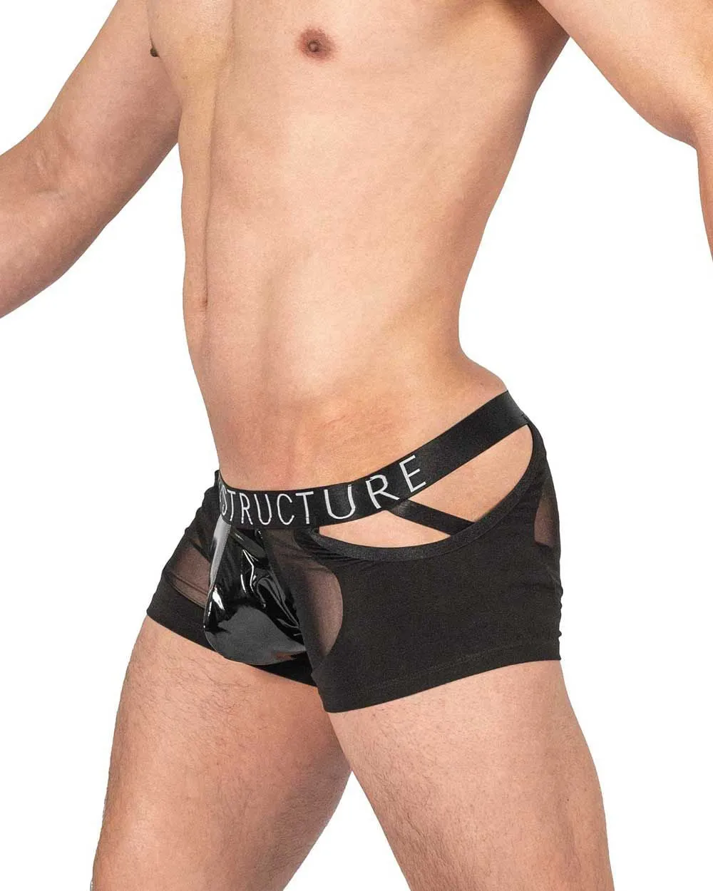 Private Structure LCUT4420 Alpha Low Waist Mesh Back Jockstrap Trunks Color Black