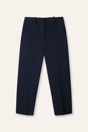 Rachel high-waist straight-leg trousers (Navy)