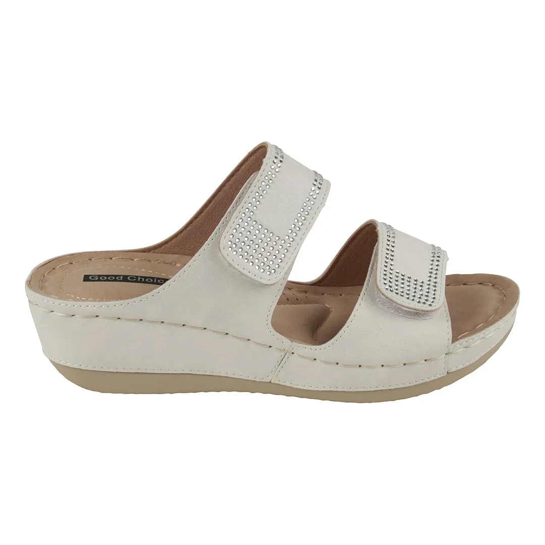 Rea White Wedge Sandals