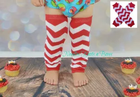 Red Chevron Legwarmers, Boys, Girls, Newborns, Infants, Toddlers, Crawlers, Crib Socks