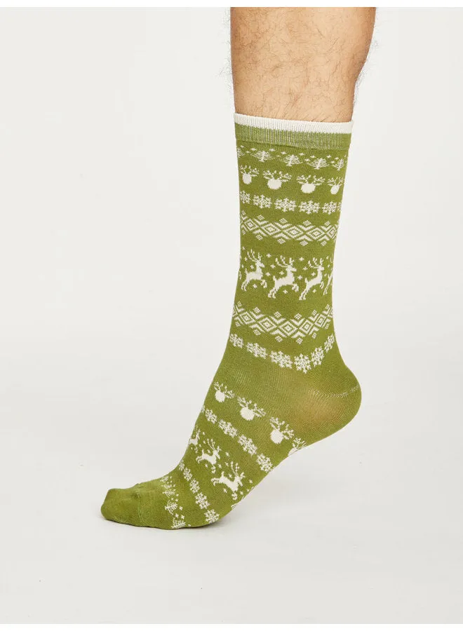 Reindeer Bamboo and Organic Cotton Men's Crew Socks