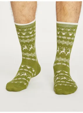 Reindeer Bamboo and Organic Cotton Men's Crew Socks