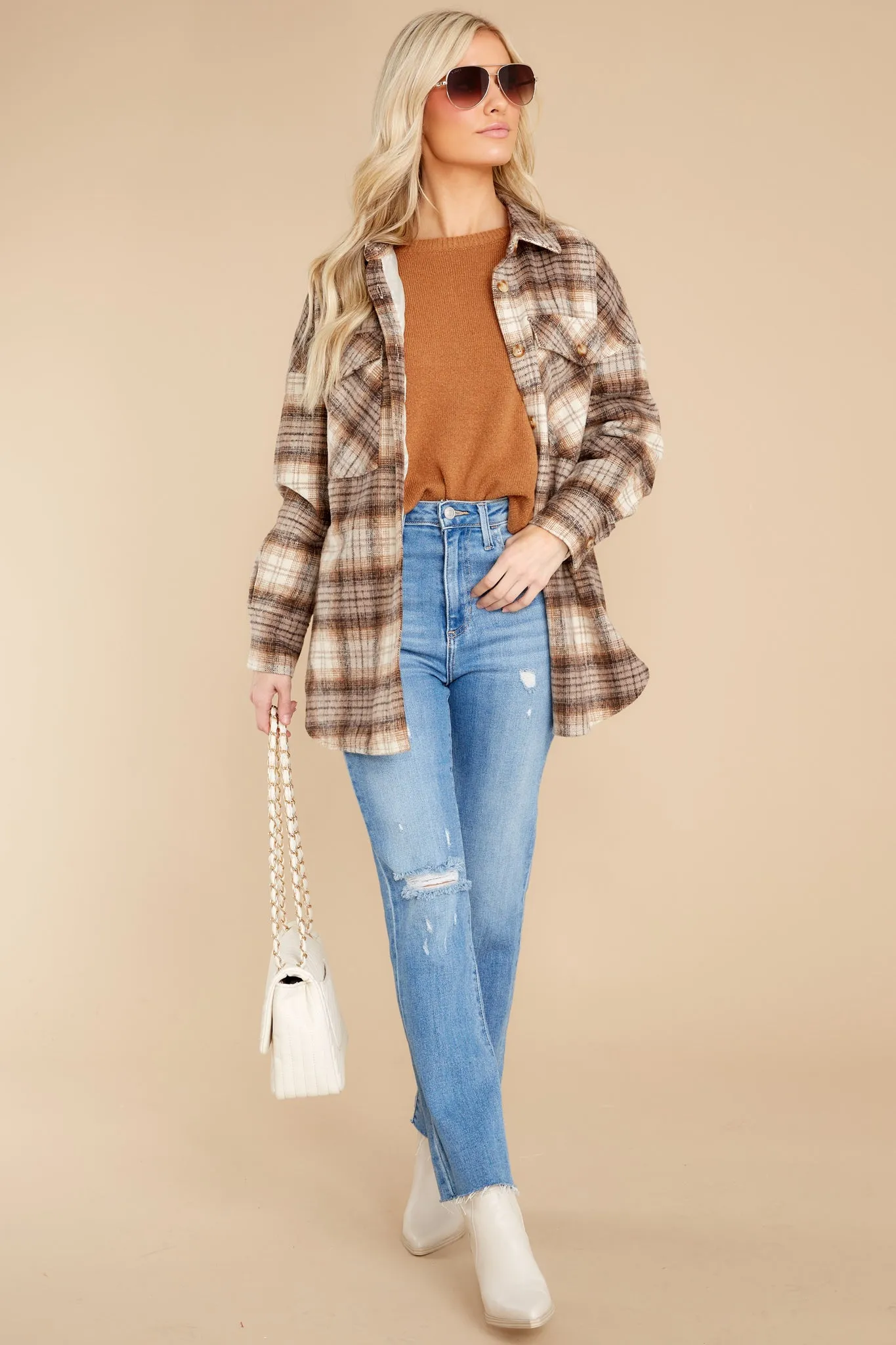 Rock It Any Day Brown Plaid Shacket