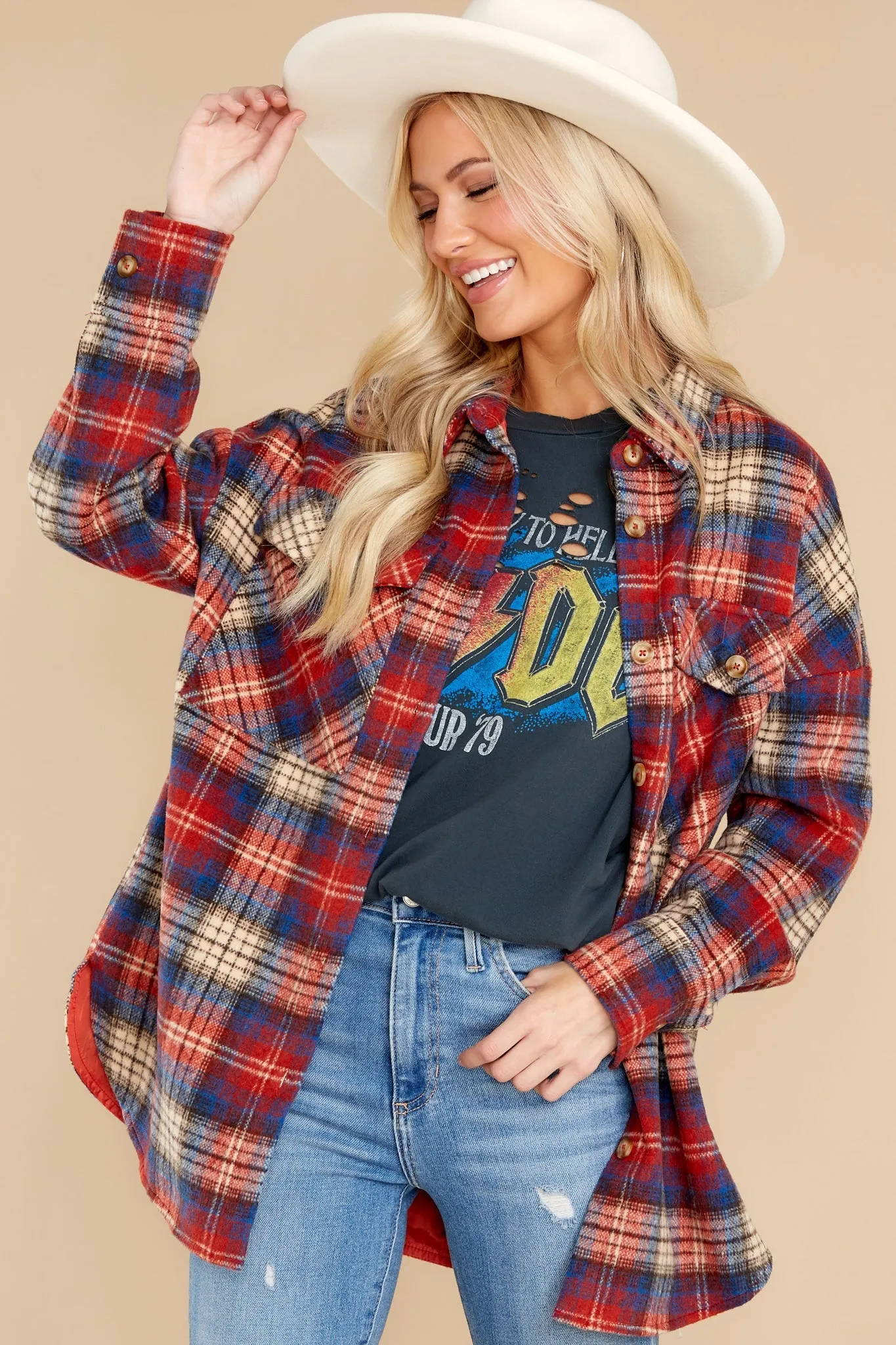 Rock It Any Day Red Plaid Shacket