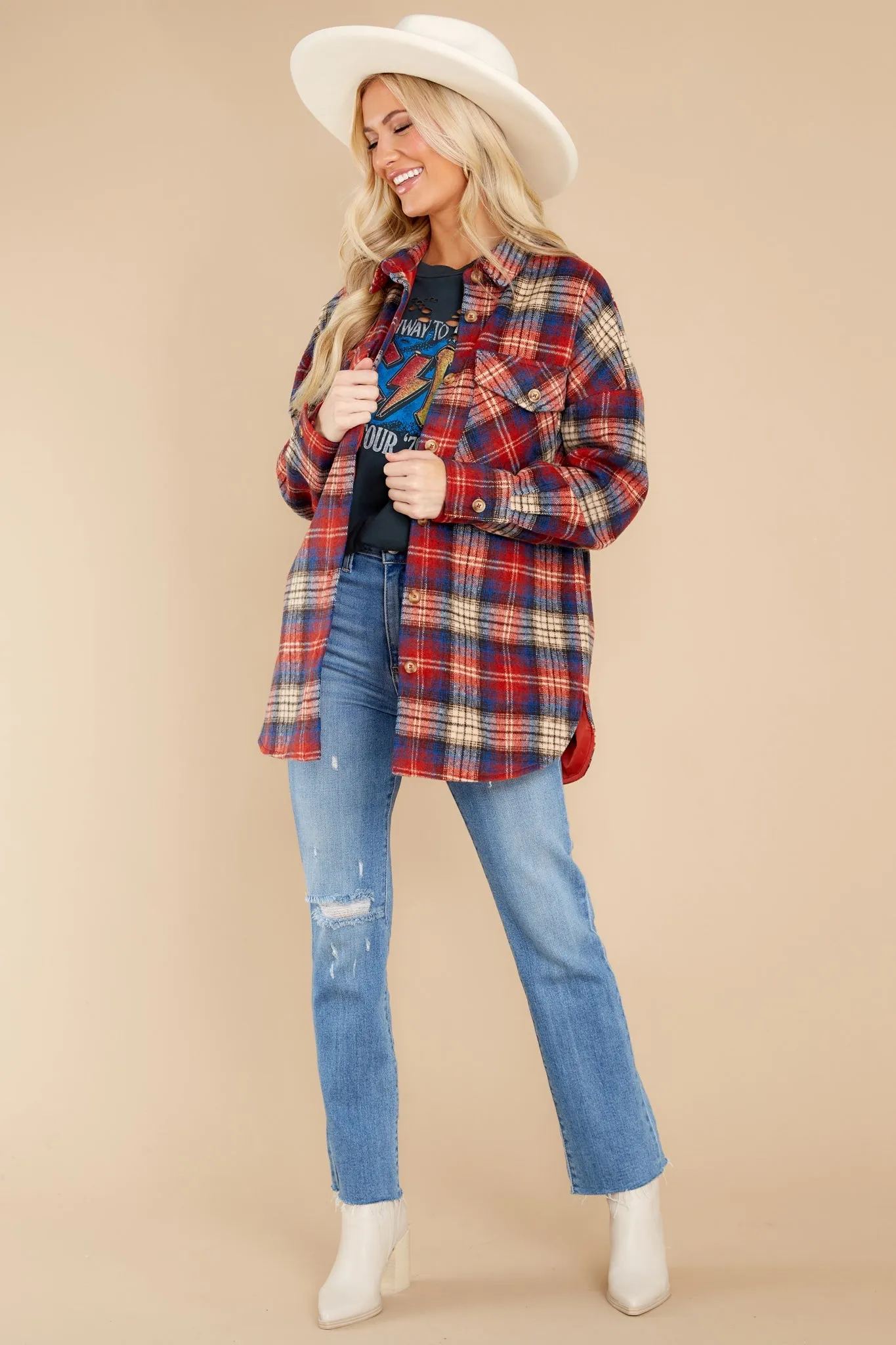 Rock It Any Day Red Plaid Shacket