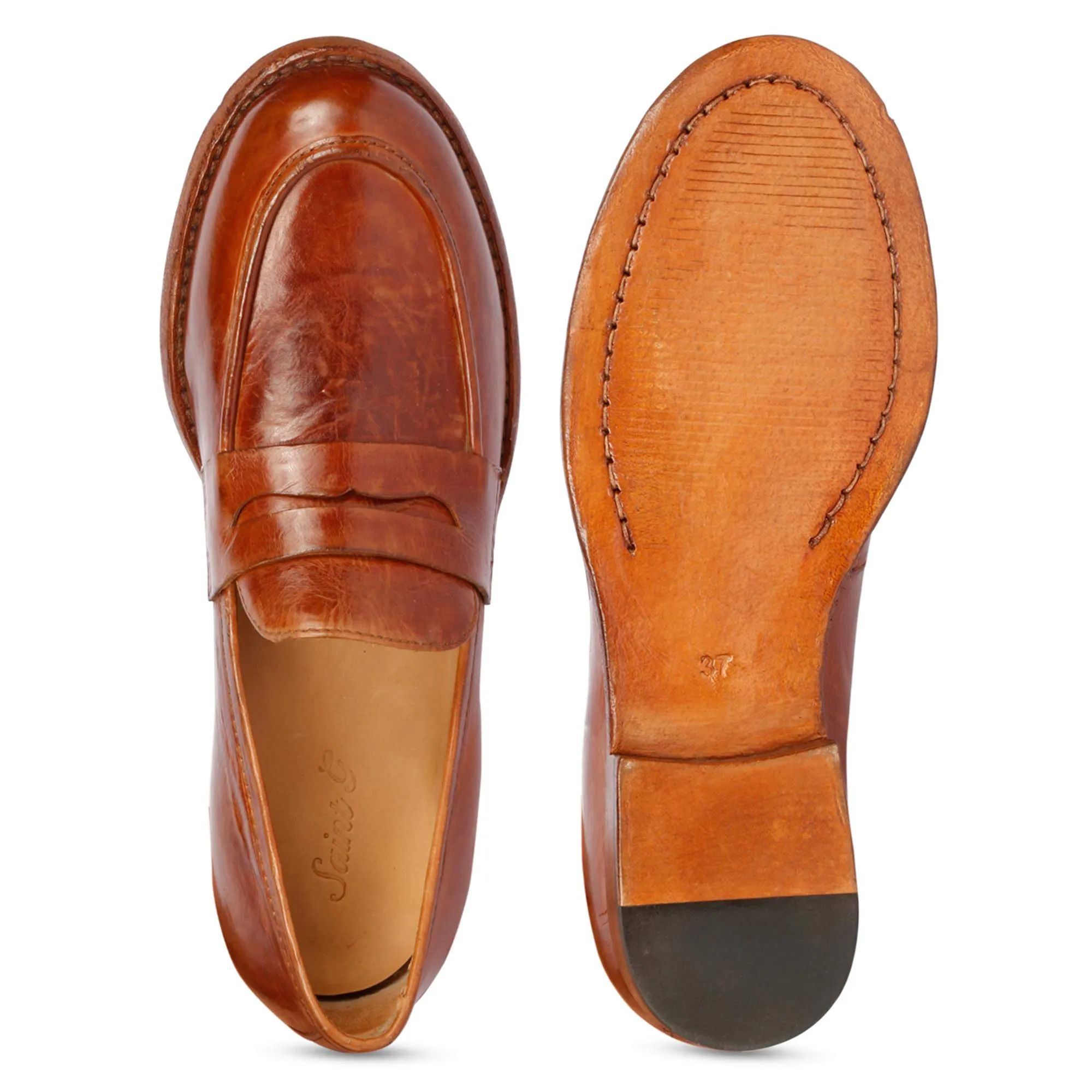 Saint Micola Cognac Leather Moccasins