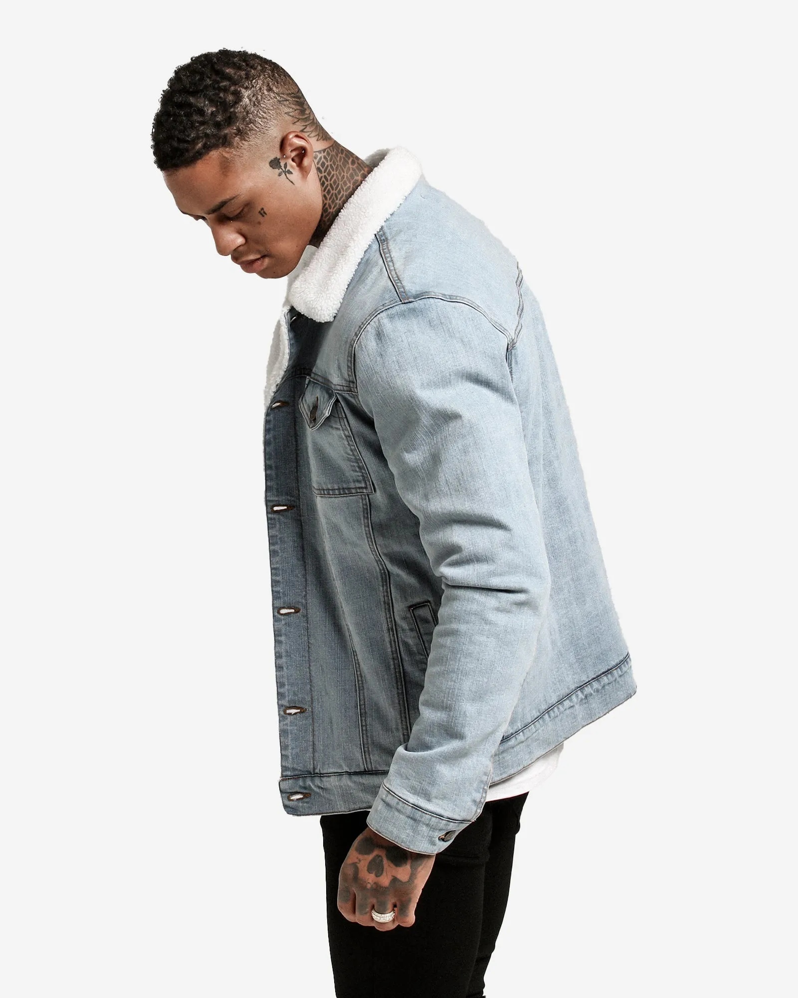 Saint Morta Sherpa Denim Jacket Superwash Blue