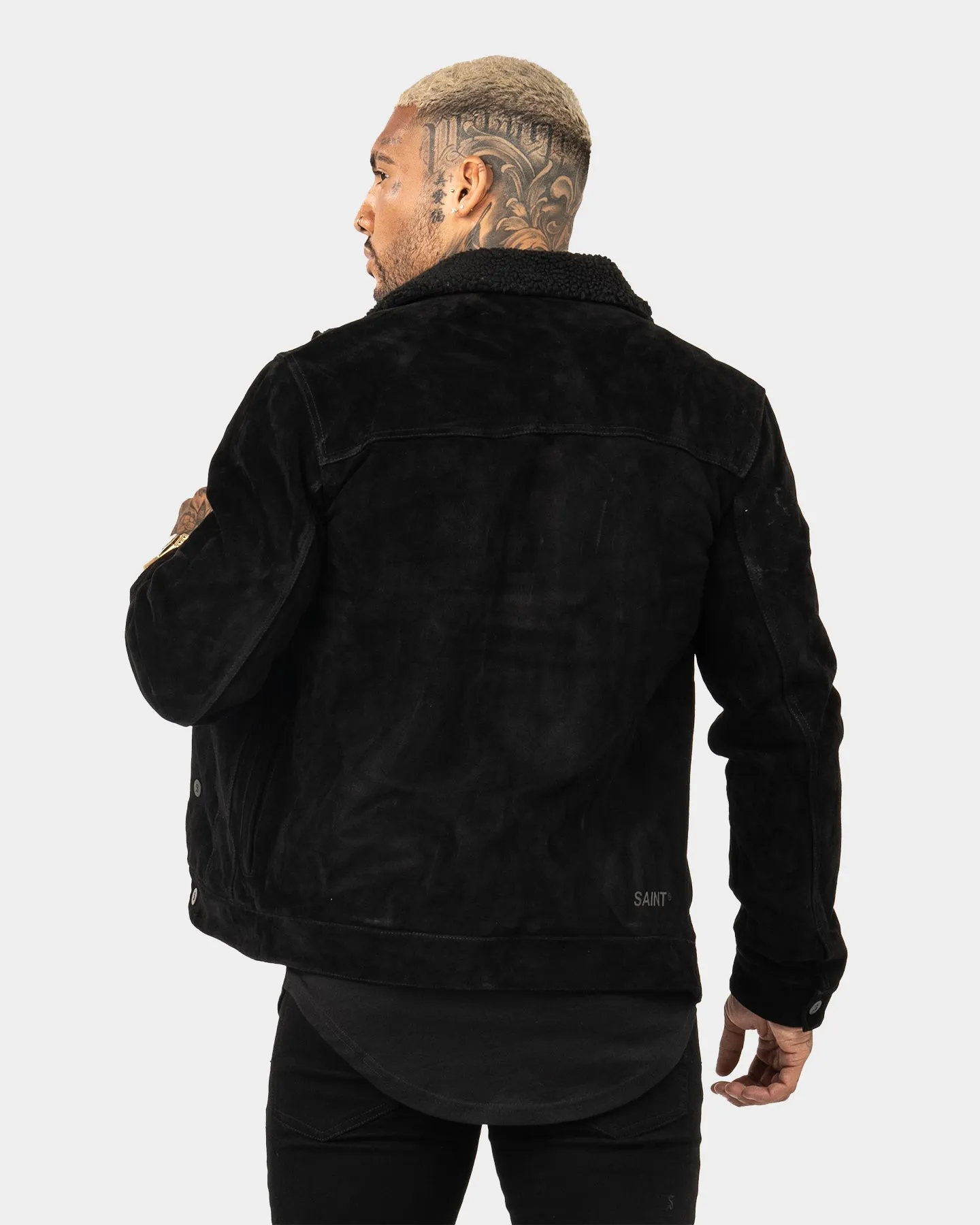 Saint Morta Suede Sherpa Jacket Black