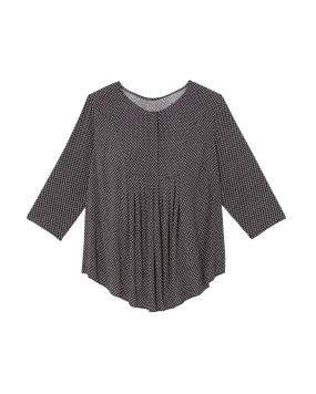 Sam 3/4 Sleeve Pleated Front Blouse | Black / White