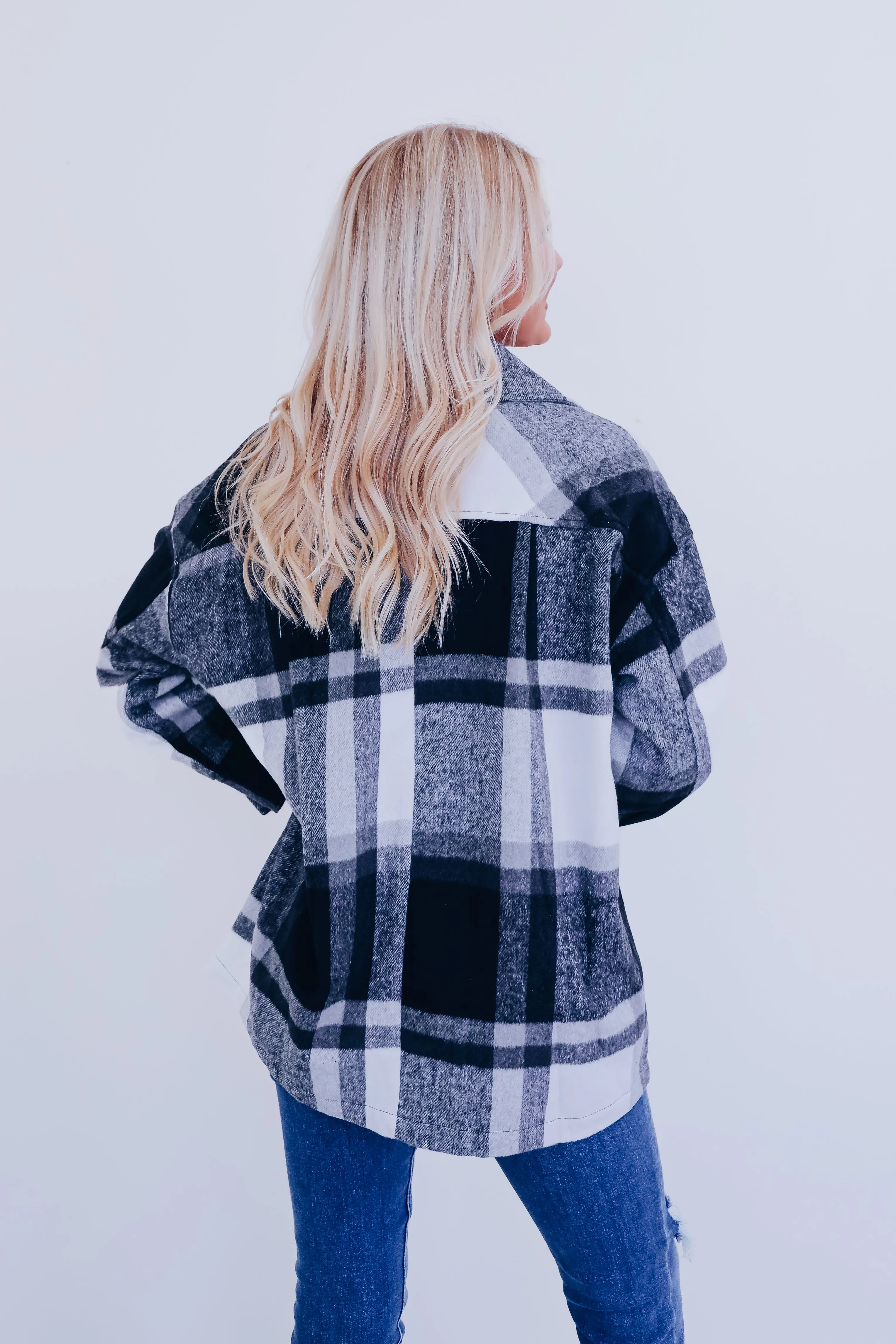 Sayer Brushed Flannel Plaid Jacket - Black