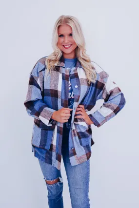 Sayer Brushed Flannel Plaid Jacket - Blue