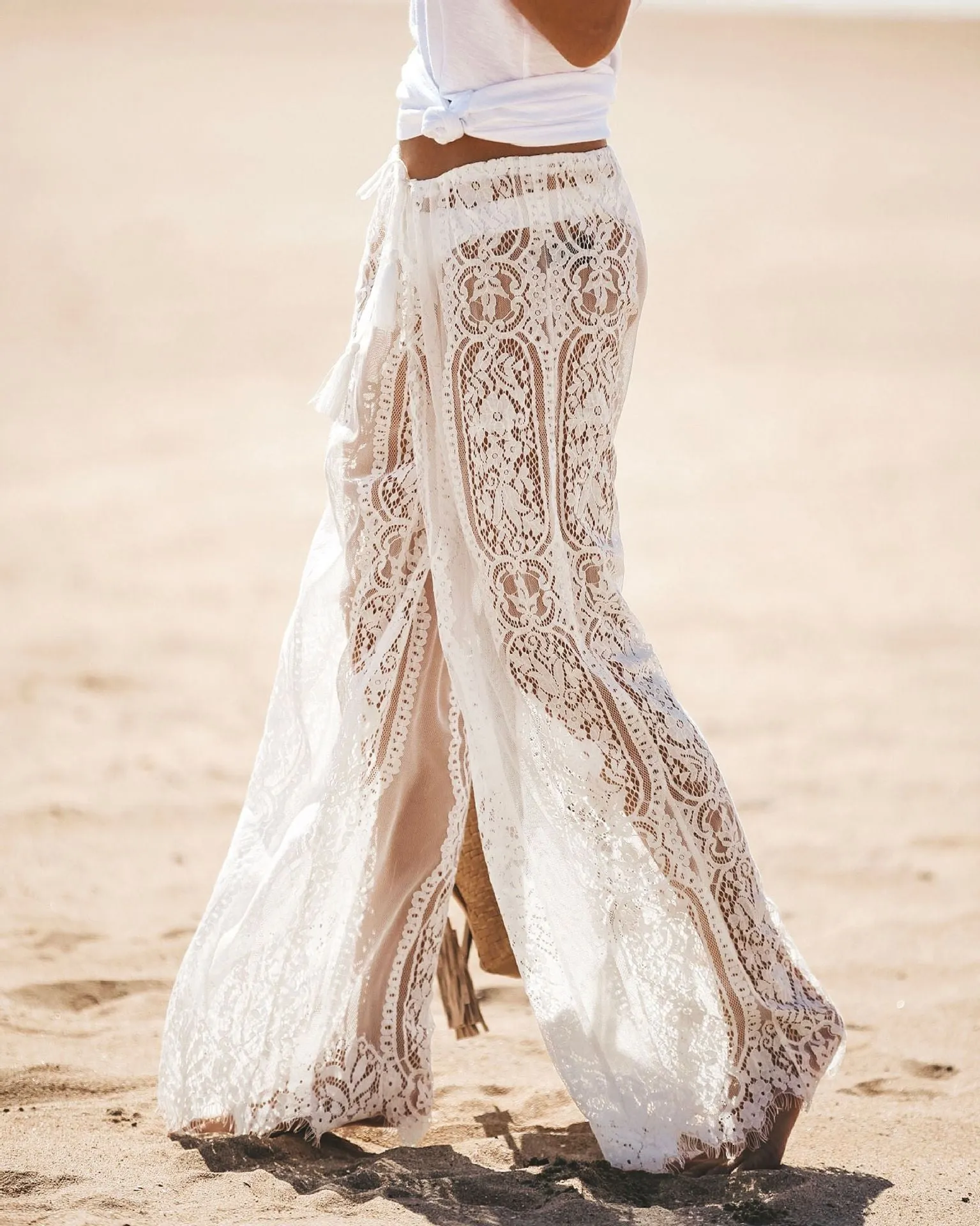 Sexy High-waist Lace Openwork Perspective Pants