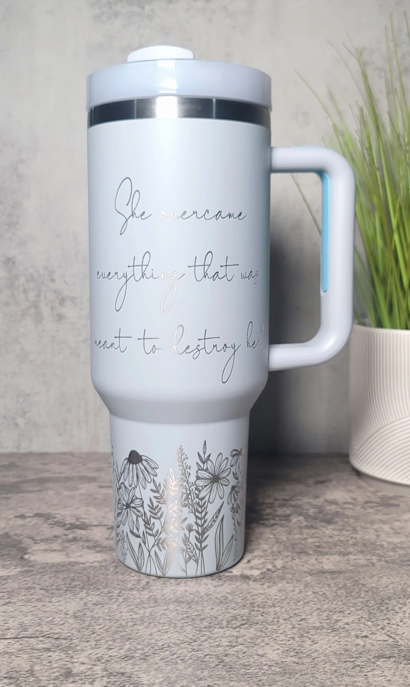 She overcame Stainless Steel Engraved 40oz Tumbler