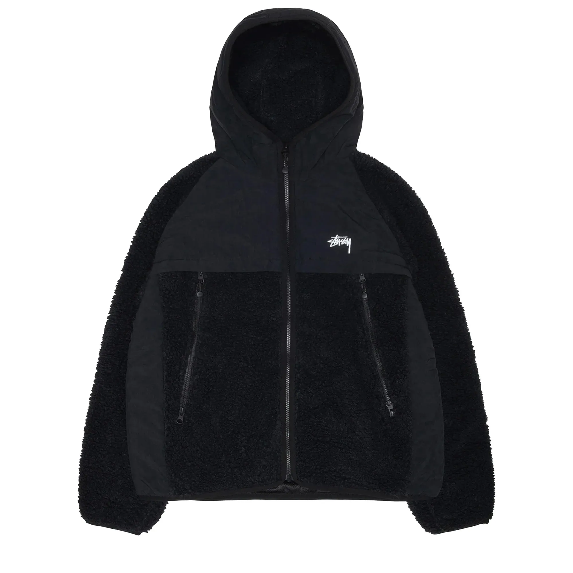 Sherpa Paneled Hood Jacket, Black