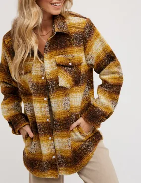 Sierra Mustard Plaid Flannel Shacket