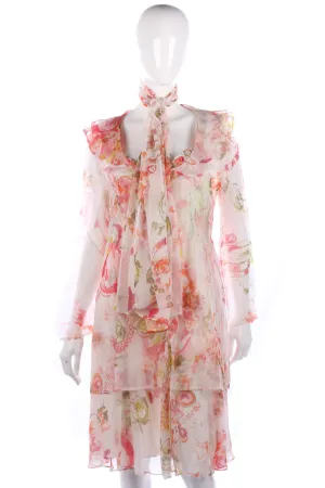 Silk Zapa dress, coat and scarf, size M