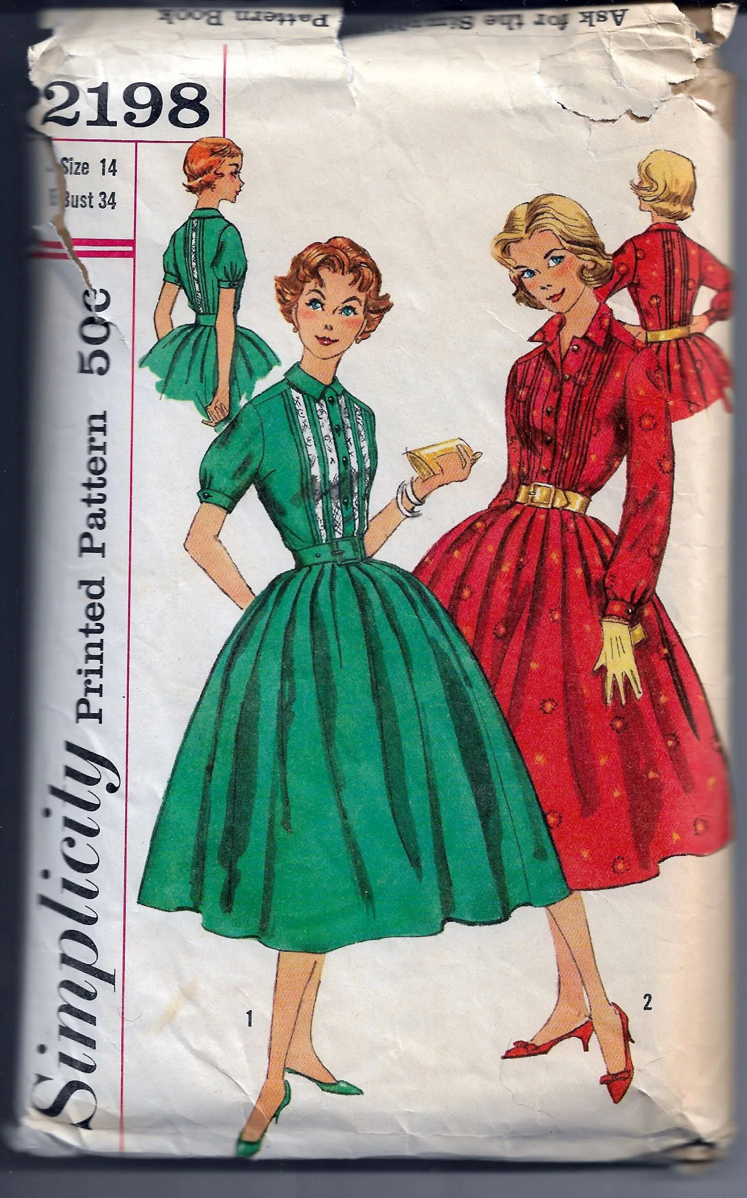 Simplicity 2198 Teen One Piece Dress Vintage Sewing Pattern 1960s