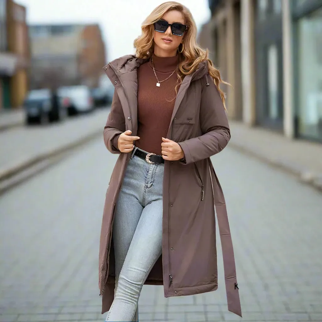 Slay Queen Womens Down Jacket | Parka for Women | Belted Coat | Hooded Down Coat