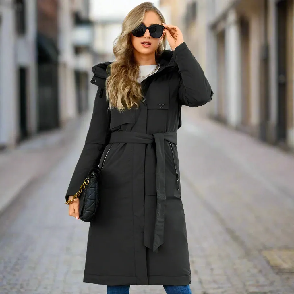 Slay Queen Womens Down Jacket | Parka for Women | Belted Coat | Hooded Down Coat