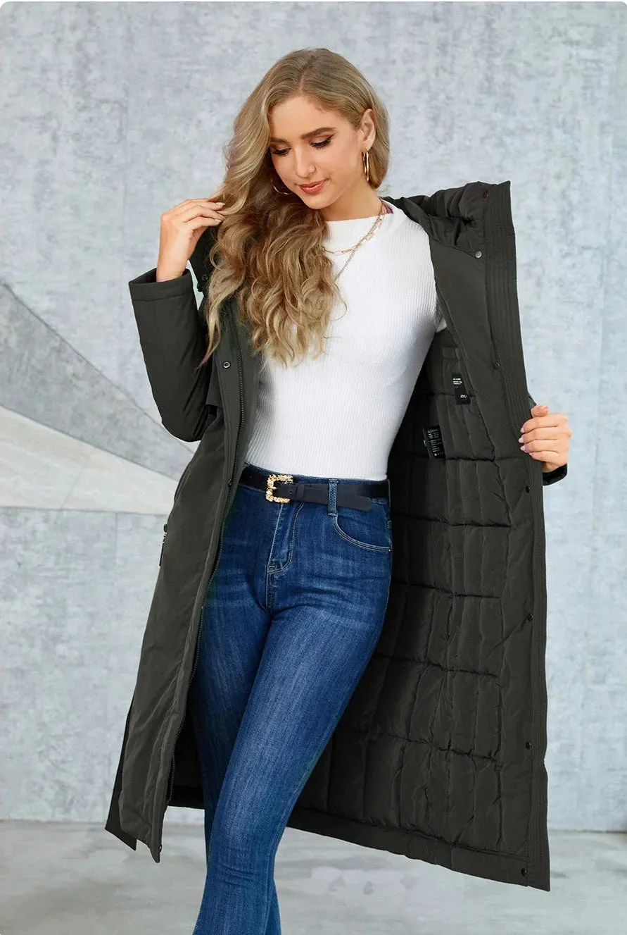 Slay Queen Womens Down Jacket | Parka for Women | Belted Coat | Hooded Down Coat