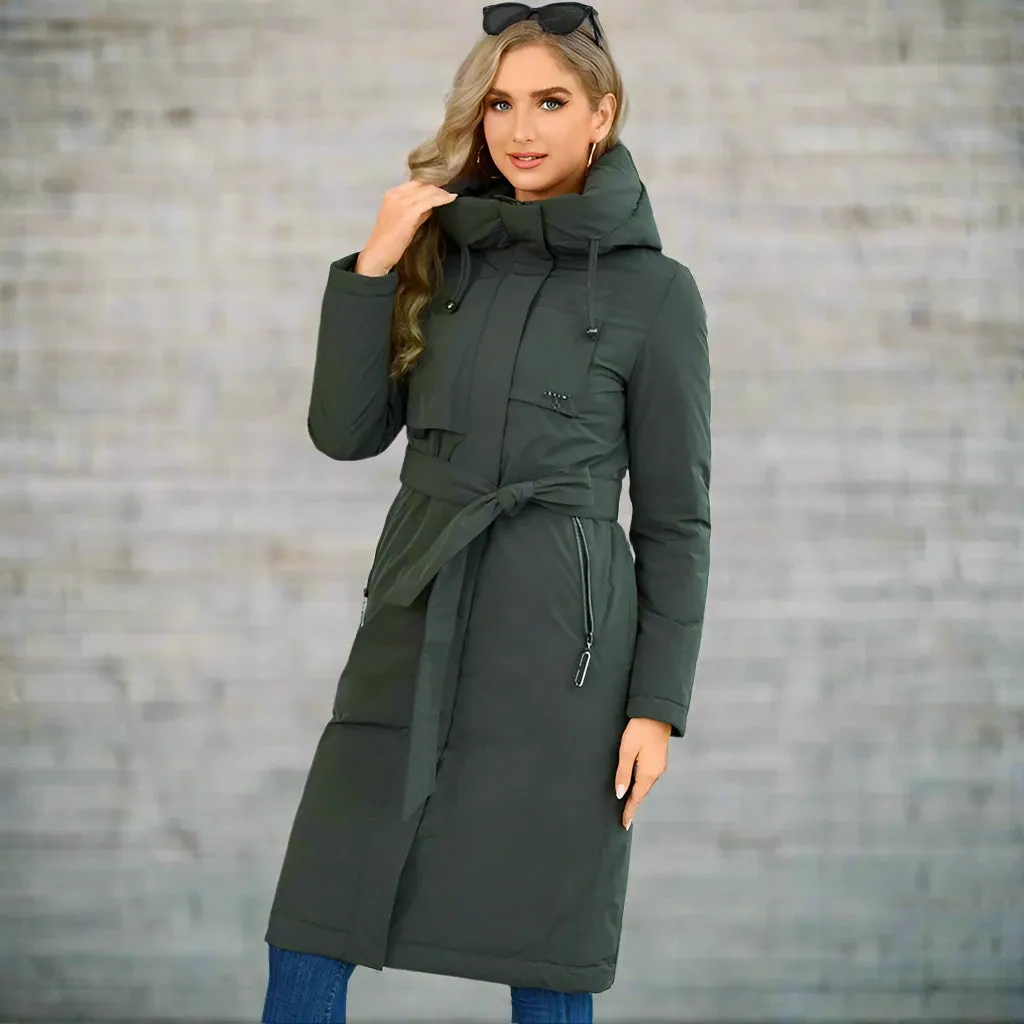 Slay Queen Womens Down Jacket | Parka for Women | Belted Coat | Hooded Down Coat