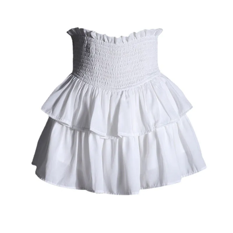 Slim retro tutu skirt short skirt small pleated cake skirt skirt female white skirt spring new