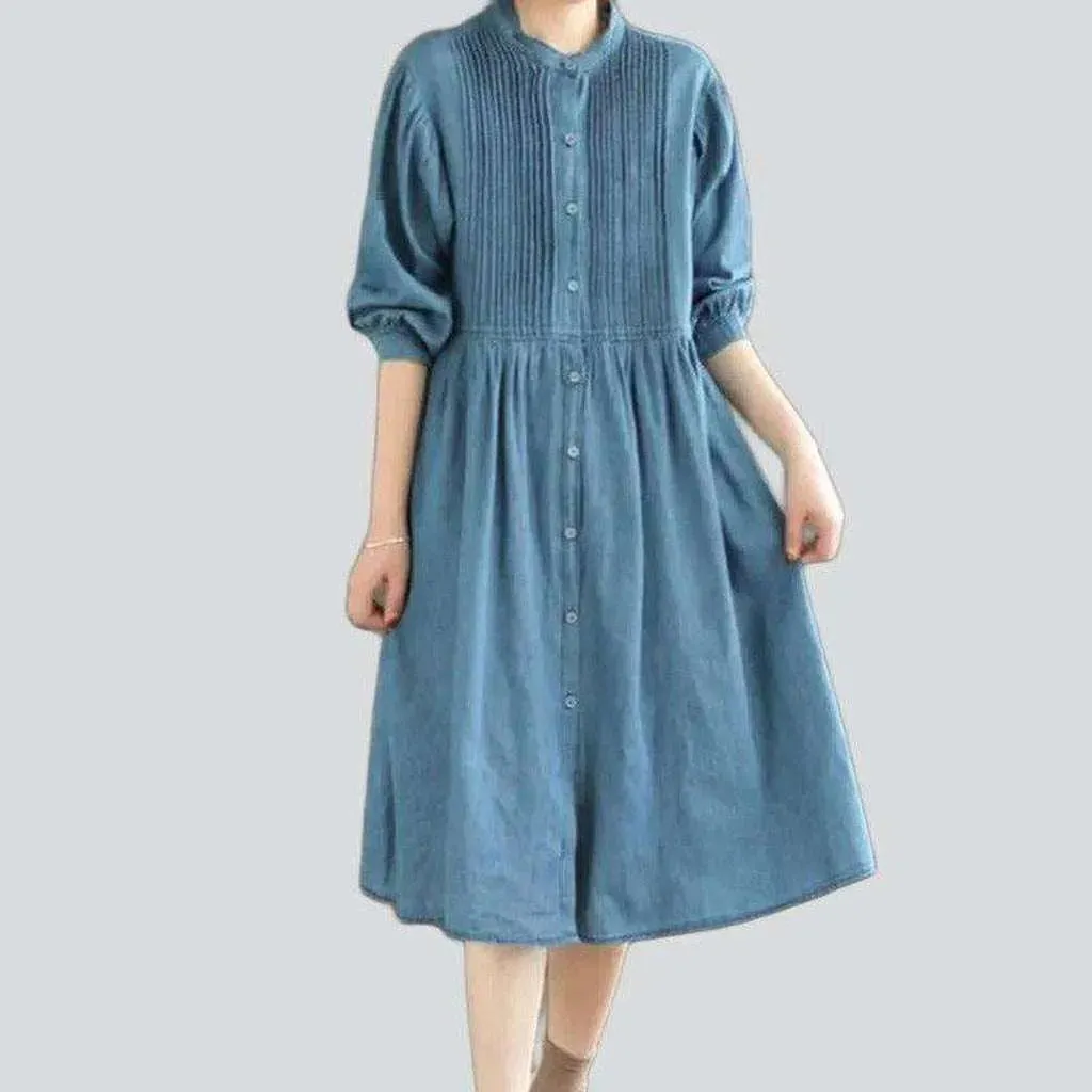 Stonewashed caftan style denim dress