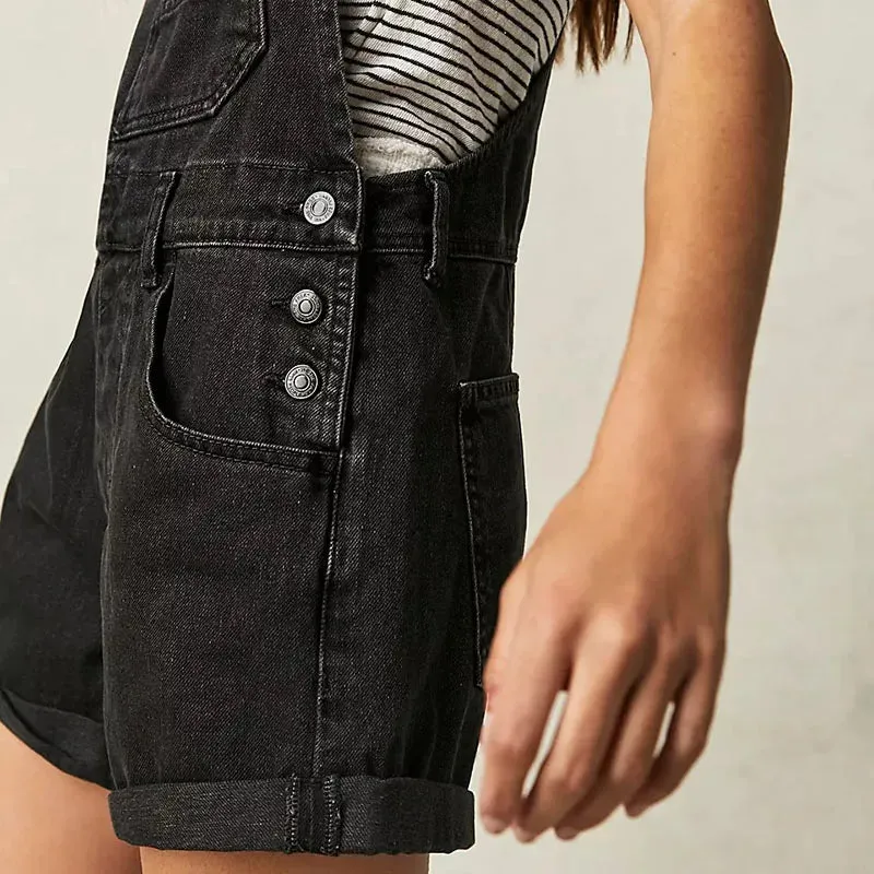 Trendy Sleeveless High Waist Overall Shorts