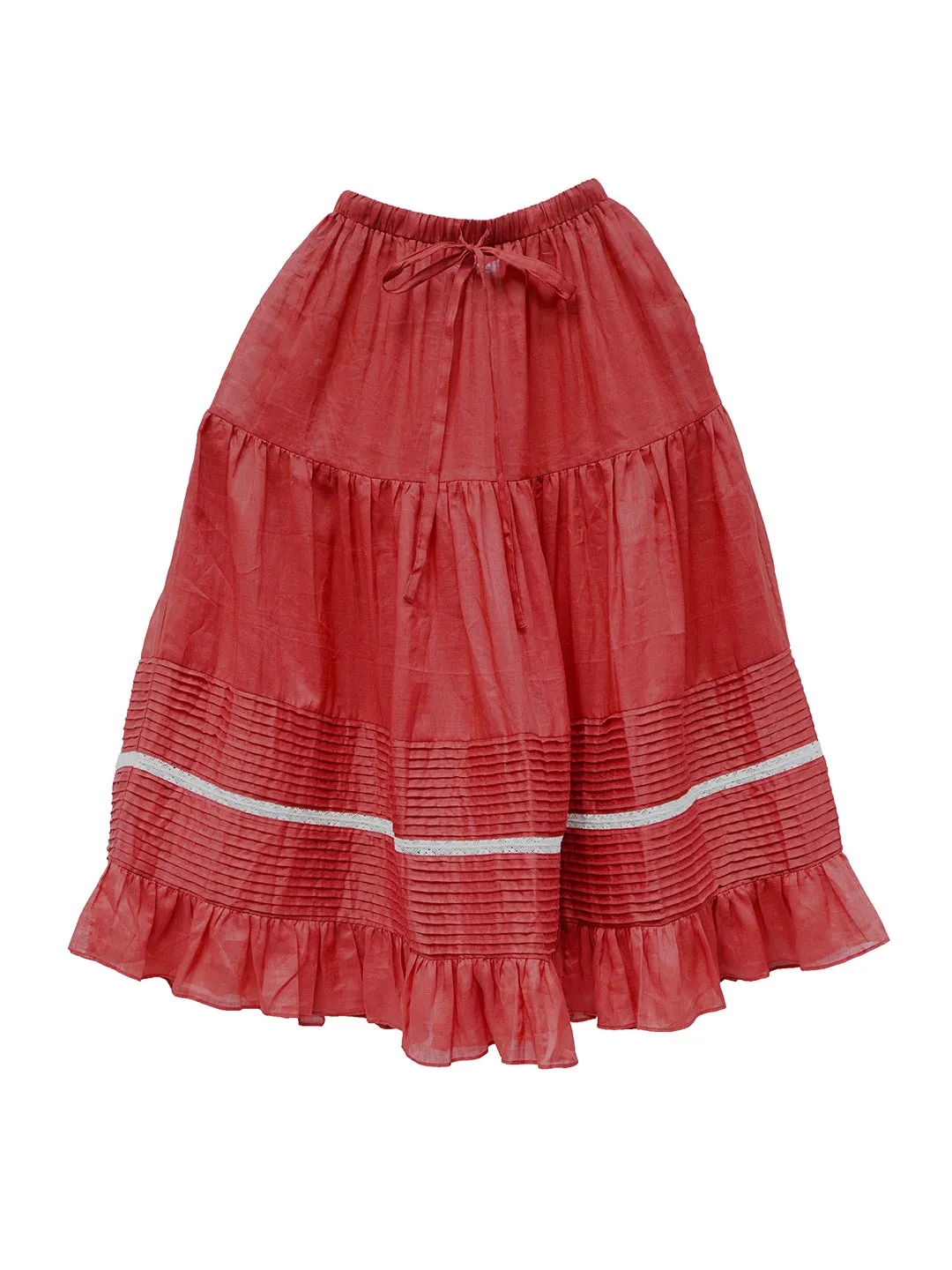 Unlogical Poem Retro Style Pleated Red/Pink Ramie Skirt