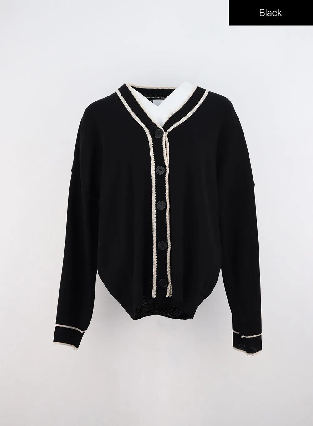 V-Neck Loose Fit Long Sleeve Cardigan OO323