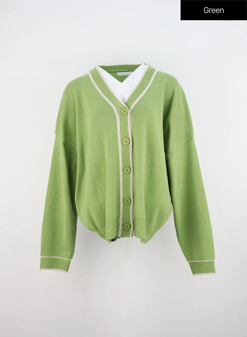 V-Neck Loose Fit Long Sleeve Cardigan OO323