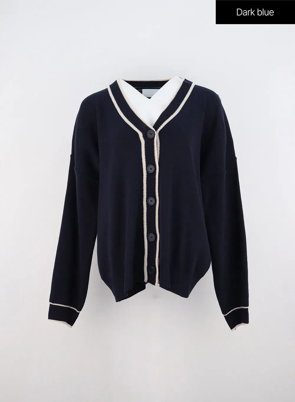 V-Neck Loose Fit Long Sleeve Cardigan OO323